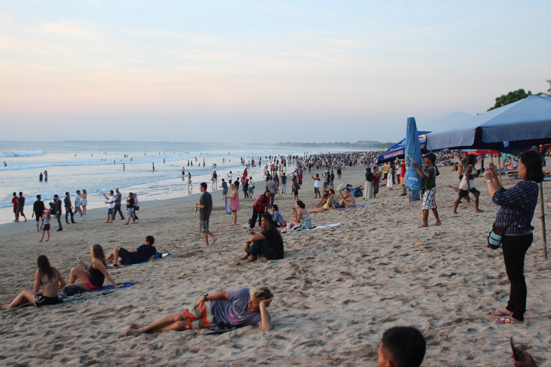 People preparing for the sunset